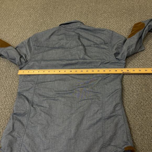 Esprit Shirt Mens Size Small S Blue Long Sleeve Button Slim Fit Elbow Patches - Picture 7 of 9